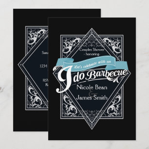 Invitation Je fais du BARBECUE BBQ Élégant Noir & Blanc Engag