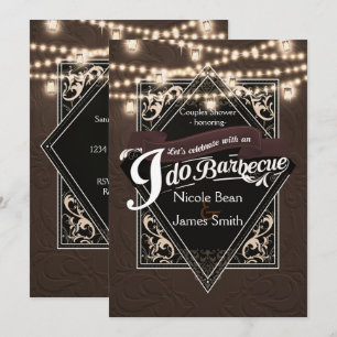 Invitation Je FAIS DU BARBECUE BBQ Faux Cuir & Lumières Fianç