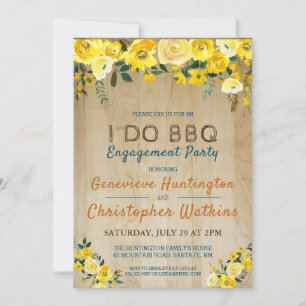 Invitation Je fais du barbecue Rustic Jaune Fleur Engagemen