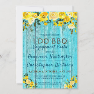 Invitation Je fais du barbecue   Rustic Wood & Floral Engagem