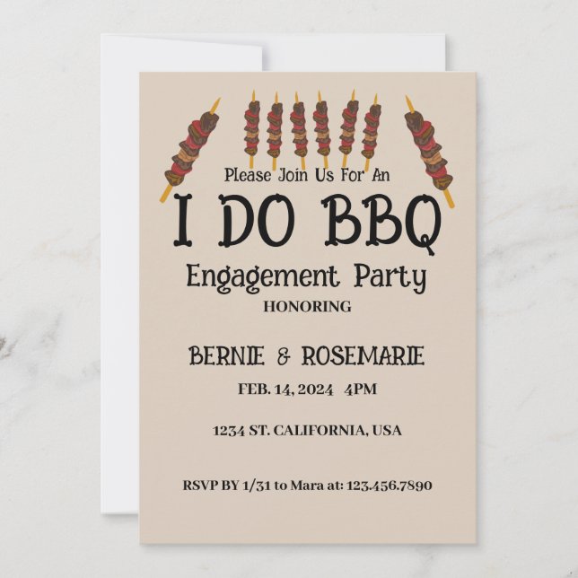 Invitation JE FAIS DU BBQ Avec Barbecue Stick Grill (Devant)