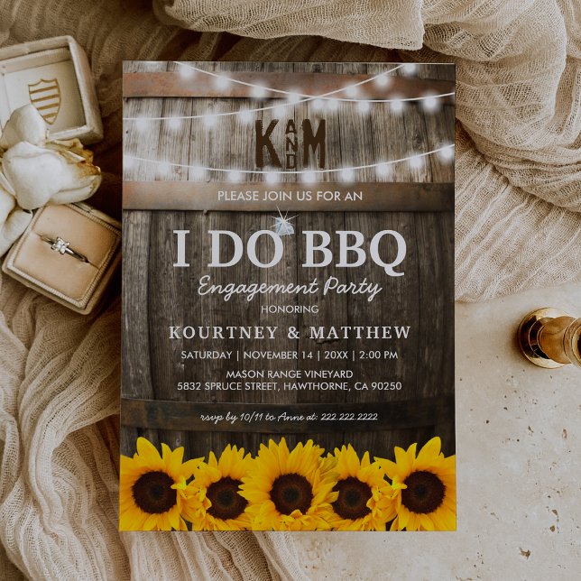 Invitation Je fais du BBQ Rustique Fête de Fiançailles Tourne (Créateur téléchargé)