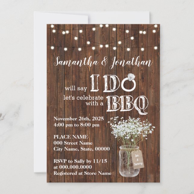 Invitation Je fais un barbecue wedding shower bébé souffle ru (Devant)
