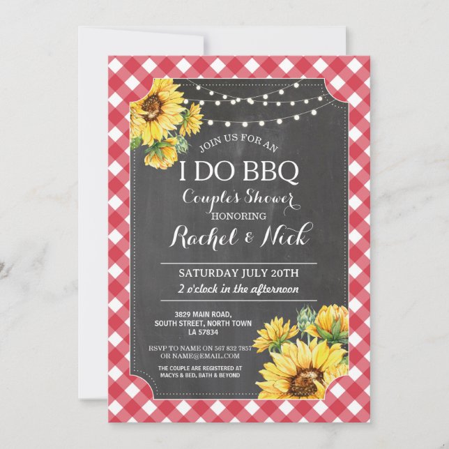 Invitation Je fais un BBQ pour une fête de couples Fleurs de  (Devant)