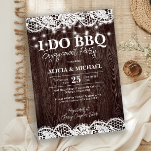 Invitation Je fais un BBQ rustique en dentelle pour la fête d