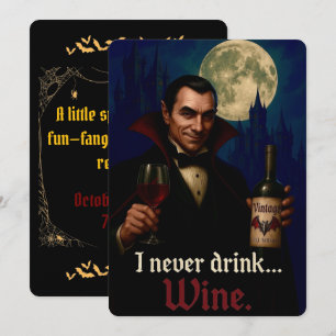Invitation « Je ne bois jamais… de vin » Humour Horreur Vampi