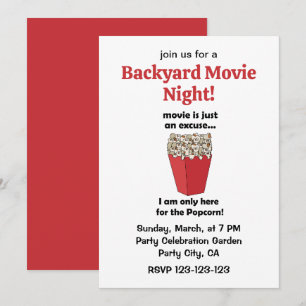 Invitation Je ne suis ici que pour le pop-corn Soirée cinéma 