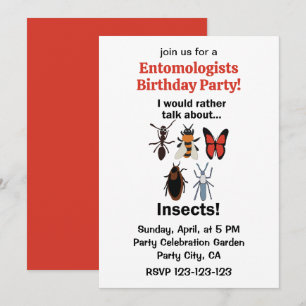 Invitation Je préférerais parler des insectes Drôle d'anniver