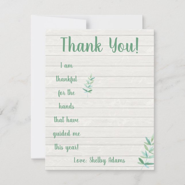 Invitation Je suis reconnaissant pour les mains qui m'ont gui (Devant)