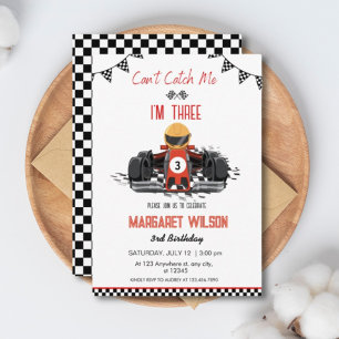 Invitation Je suis trois Red Race Car 3e anniversaire