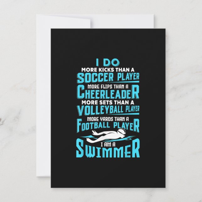 Invitation Je Suis Un Swimmer Amusant Piscine Piscine Louveur (Devant)