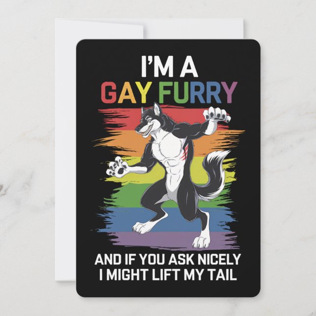 Invitation Je suis une Gay Furry Fox Rainbow Pride LGBTQ (Devant)