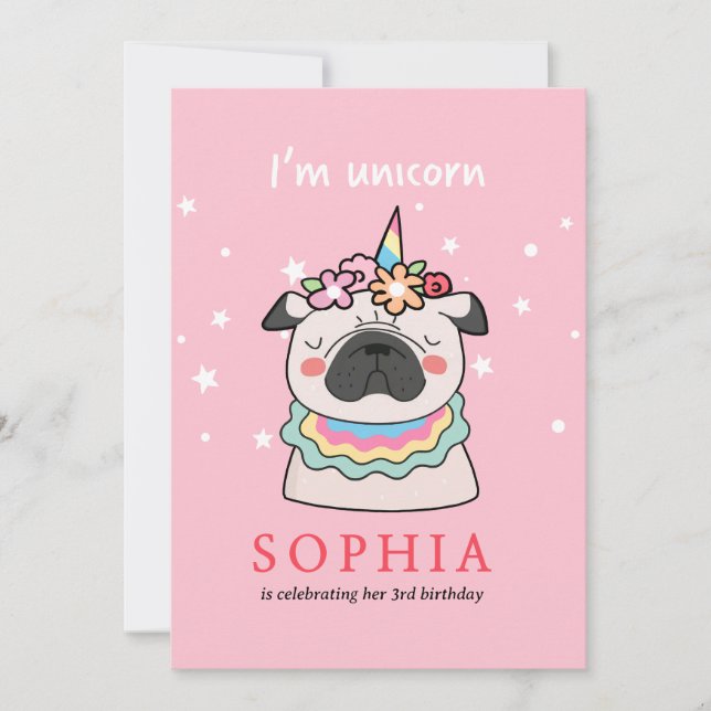 Invitation Je suis une licorne Vous êtes invité à parfumer! (Devant)
