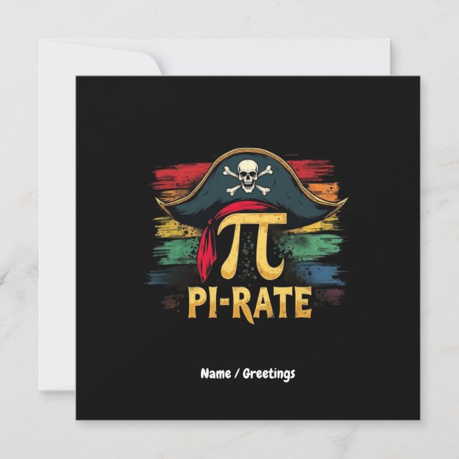 Invitation Je suis une Pirate Pi Day Une drôle d'aventure mat (Devant)
