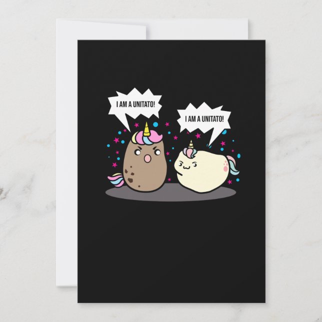 Invitation Je suis Unitato Unicorn Potato Funny Fries de légu (Devant)