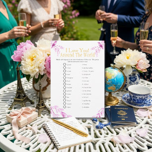 Invitation Je t'aime autour du jeu de baby shower rose pour m