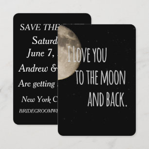 Invitation Je t'aime jusqu'à la Lune et retour Sauvegarder la