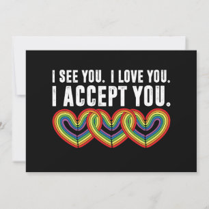 Invitation Je te vois je t'aime je t'accepte arc-en-ciel LGBT