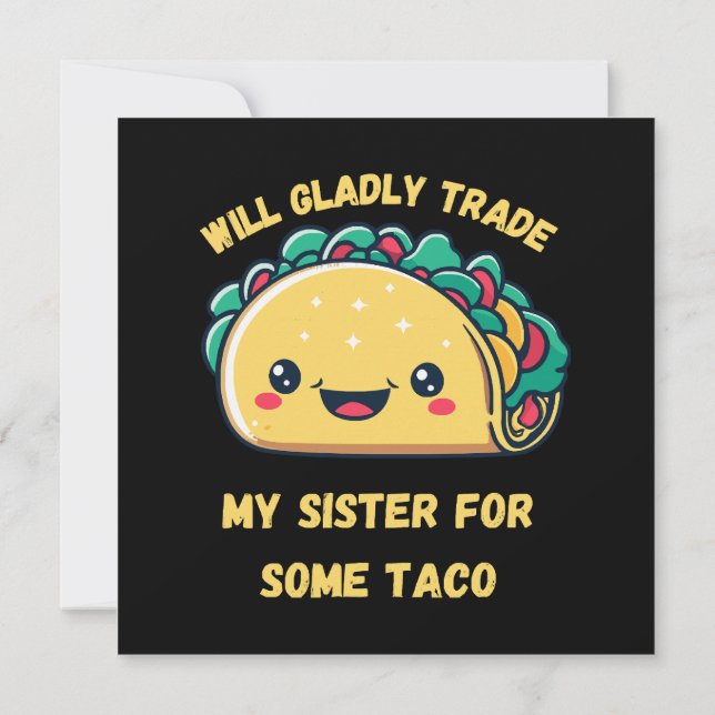 Invitation Je troquerai ma sœur contre des tacos (Dos)
