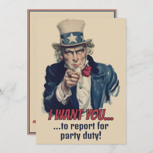 Invitation Je Veux Que Tu   Uncle Sam Party Fun Recrutement