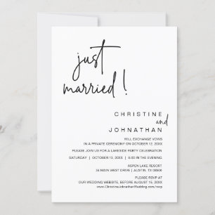 Invitation Je viens de me marier, soirée Mariage Elopement