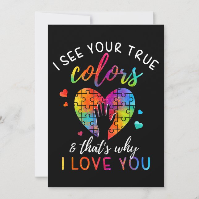 Invitation Je vois vos vraies couleurs, Puzzle World Autisme (Devant)