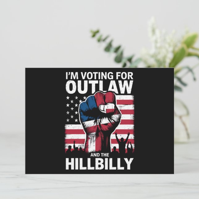 Invitation Je vote pour l'hors-la-loi et le Hillbilly 2024 U (Debout devant)