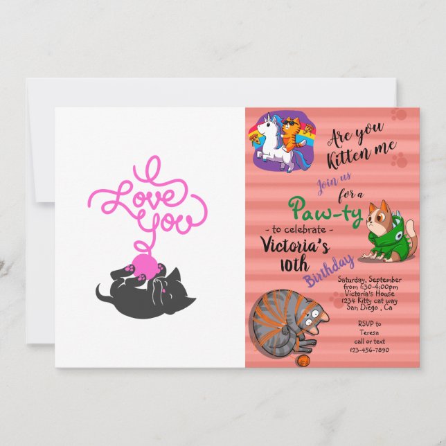 Invitation Je vous aime - boule de laine - Choisir la couleur (Devant)