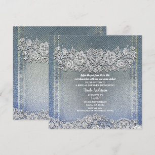 Invitation Jean Bleu et Dentelle Blanche au Cœur Mariage Show