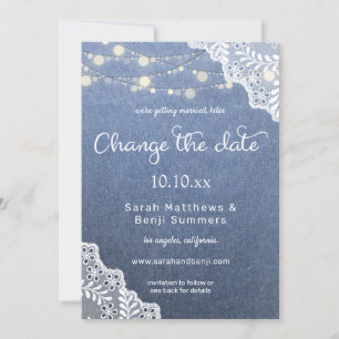 Invitation Jean Lace & Lumières de Chaîne Mariage Changer la