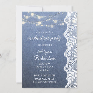Invitation Jean Lace & String Lights Graduation Party