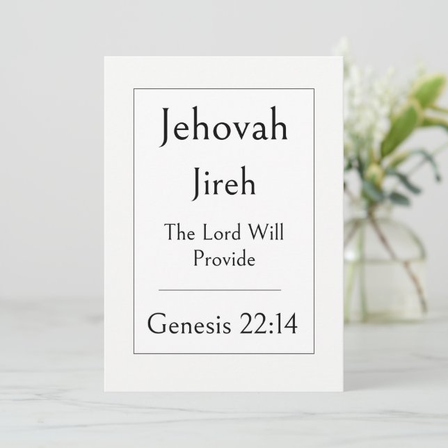 Invitation Jehovah Jireh, Nom de Dieu, Écriture Encourageante (Debout devant)