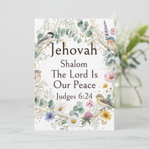 Invitation Jehovah Shalom, Fleurs sauvages Oiseaux Eucalyptus