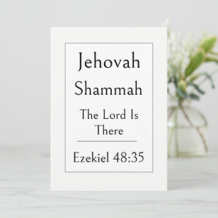 Invitation Jehovah Shammah, Nom de Dieu, Bible encourageante