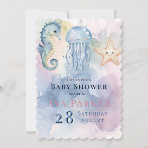 Invitation Jellyfish & Friends Pastel Any Child Baby shower