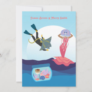 Invitation Jellyfish Mermaid Ray Diver Aquarium Mariage