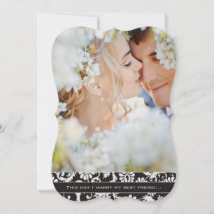 Invitation J'épouse mon meilleur ami Photo Mariage damassé