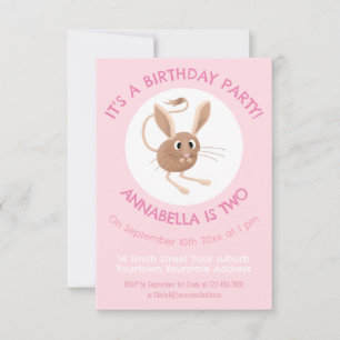 Invitation Jerboa à longues oreilles mignonne anniversaire pe
