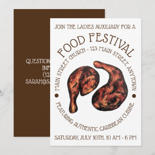Invitation Jerk Chicken Leg Jamaïcain Caribbean Food Festival