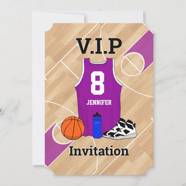 Invitation Jersey de basket sur le terrain Anniversaire fête  (Devant)