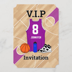 Invitation Jersey de basket sur le terrain Anniversaire fête 