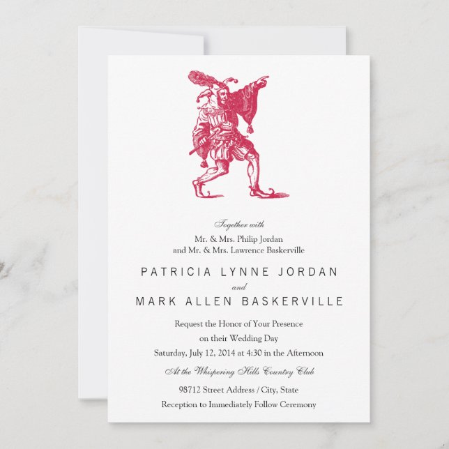 Invitation Jester de Shakespeare (Devant)