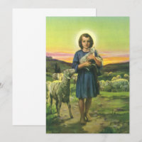 Jésus-Christ berger vintage avec agneau bébé