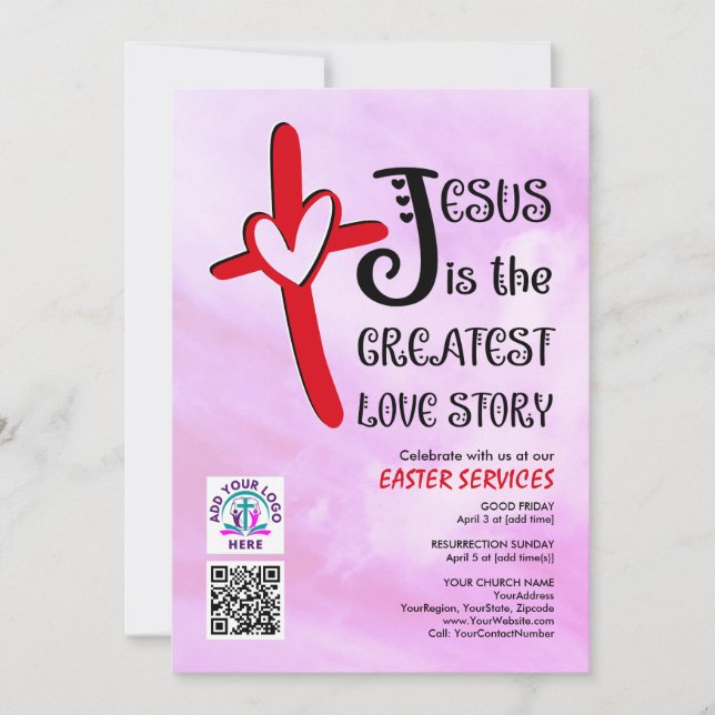 Invitation JESUS LA PLUS GRANDE HISTOIRE D'AMOUR Logo Code QR (Devant)