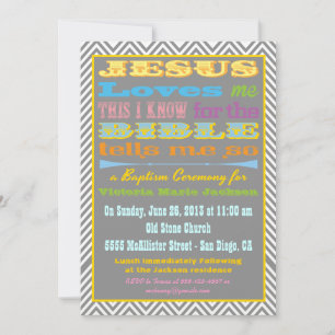 Invitation Jésus M'Aime Baptême/Invitation Christening