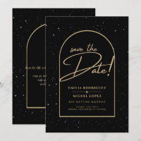 JET BLACK OR étoile Mariage de nuit SAVE DATE