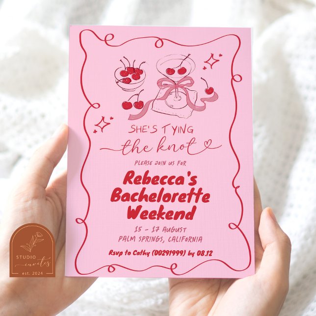 Invitation Jetée à la main Attache le noeud Martini Bachelore (Créateur téléchargé)