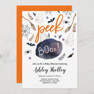 Invitation Jeter un oeil à Boo Halloween Baby shower neutre e