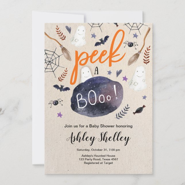 Invitation Jeter un oeil à Boo Halloween Baby shower neutre e (Devant)