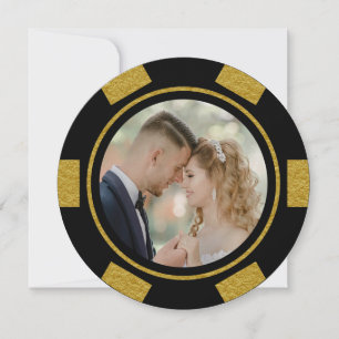 Invitation Jetons de poker mariage fugué Black Gold Party